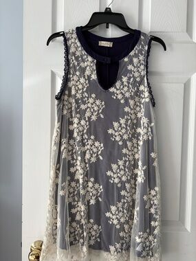 Altar'd State Purple Top with Cream Lace Trim